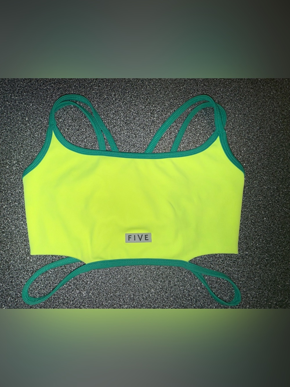 Five Dancewear Neon Green/Dark Green Dance Bra Top Size Adult XS ** see below**